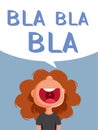 Little Chatterbox Girl Speaking Bla bla Black Funny Cartoon Royalty Free Stock Photo