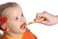 Child clean brush one's teeth. Royalty Free Stock Photo