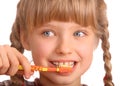 Child clean brush one's teeth. Royalty Free Stock Photo