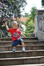 Child climb down stairs Royalty Free Stock Photo