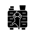 Child climbing on furniture black glyph icon