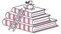 Child climbing a ladder on a stack of books, learning journey, vector design Generative AI Royalty Free Stock Photo