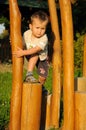 Child Climbing Wooden Steps