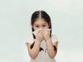 Child cold flu illness tissue blowing runny nose