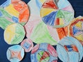 Child colorful painted mandalas