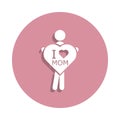 the child confesses the mother's love icon in badge style. One of mother day collection icon can be used for UI, UX