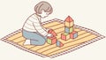 Child Constructing Colorful Block Structures on Play Mat, vector design Generative AI Royalty Free Stock Photo
