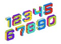 Child constructor colorful minimal 3D square vector numbers, dimensional cubic numerals and numbers alphabet in toy style, easy