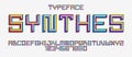 Child constructor colorful minimal square vector font with bevel effect, letters and numbers alphabet in toy beveled style,