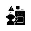 Child and cooking appliances black glyph icon Royalty Free Stock Photo
