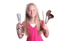 Child with cooking tools Royalty Free Stock Photo