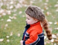 Child with coonskin cap Royalty Free Stock Photo