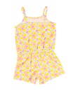 Child cotton overalls with floral pattern.