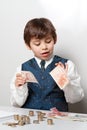 Child counting money