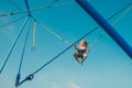 Child with courage jumping high up to the skies Royalty Free Stock Photo