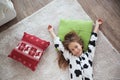 Child in cow print pajamas Royalty Free Stock Photo