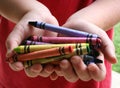 Child and crayons Royalty Free Stock Photo