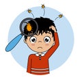 Child crying with lice on the head Royalty Free Stock Photo