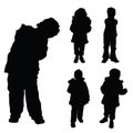 Child and cute girl posing silhouette