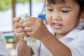 Child cute little girl playing with clay Royalty Free Stock Photo