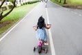 Child cute little girl riding bike Royalty Free Stock Photo