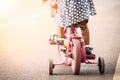 Child cute little girl riding bike Royalty Free Stock Photo