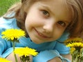 Child with dandelions Royalty Free Stock Photo