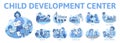 Child Development Center activities set. Art school, child development, kids club and education banner template with