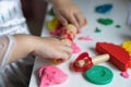 Child development and children& x27;s creativity. The child is engaged in modeling plasticine. Royalty Free Stock Photo