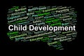 Child Development Word Cloud. Essential Topics on Growth, Learning, and Behavior in Children Royalty Free Stock Photo