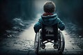 child with disabilty in wheelchair Royalty Free Stock Photo