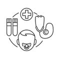 Child disease black line icon. Pediatric health care sign. Childcare concept. Pictogram for web page, mobile app, promo