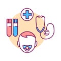 Child disease color line icon. Pediatric health care sign. Childcare concept. Pictogram for web page, mobile app, promo. UI UX GUI