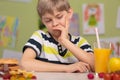 Child dislike healthy lunch Royalty Free Stock Photo