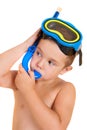 Child with diving mask Royalty Free Stock Photo