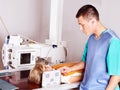 Child with doctor radiologist.