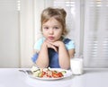 Child does not want to eat.Kid girl refuses meal.No appetite Royalty Free Stock Photo