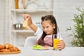 The child does not want to have breakfast. Royalty Free Stock Photo