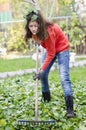 Child is doing autumn leaf clining Royalty Free Stock Photo