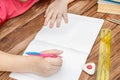 Child doing his homework on the table Royalty Free Stock Photo