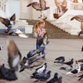 Child and doves