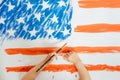 The child drawing the flag of America Royalty Free Stock Photo
