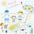 Child drawing future summer vacation Royalty Free Stock Photo