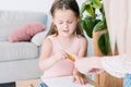 Child drawing hobby artful kid leisure girl pencil