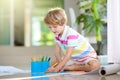 Child drawing. Kid painting rainbow Royalty Free Stock Photo