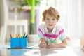 Child drawing. Kid painting rainbow Royalty Free Stock Photo