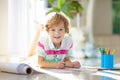 Child drawing. Kid painting rainbow Royalty Free Stock Photo