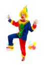 Child dressed as colorful funny clown Royalty Free Stock Photo