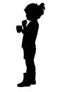 A child drinking body, silhouette vector