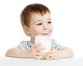 Child drinking milk from glass Royalty Free Stock Photo